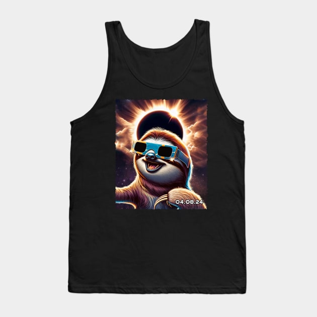 Lazy Eclipse Day: Sloth Observing the Solar Eclipse Shirt Graphic Tank Top by ArtByJenX